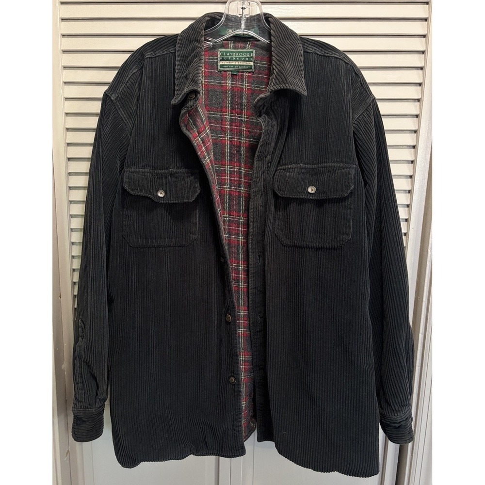 Claybrooke Vintage XL Corduroy Flannel Lined Jacket Button Up Warm Heavy Pockets